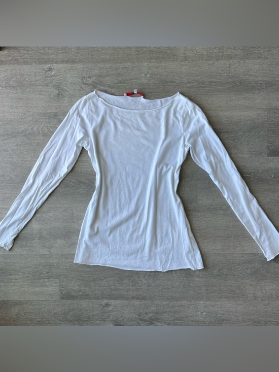 La Fée Maraboutée Tops - Italy Vintage La Fée Maraboutée White Long Sleeve Boat Neck Women's Top